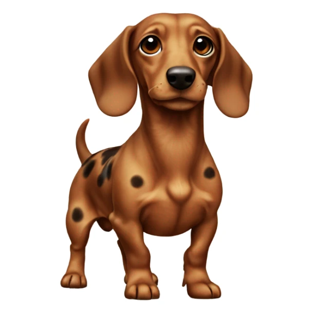 cute furry dachshund light brown with big dark brown spots full body sticker