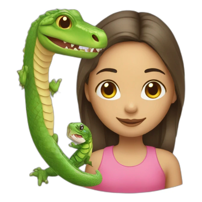Girl with iguana mini crocodile and snake sticker