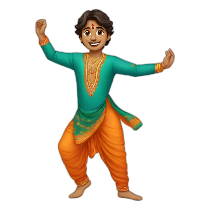 A dancing Indian boy wearing a navratri kurta , Gujarati style sticker