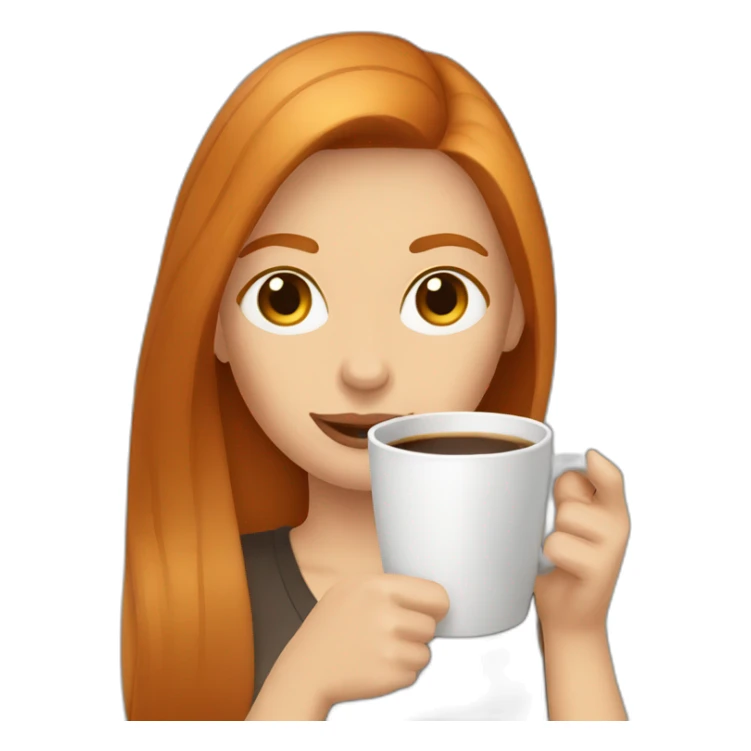 Ginger straight hair woman drinking coffee  sticker