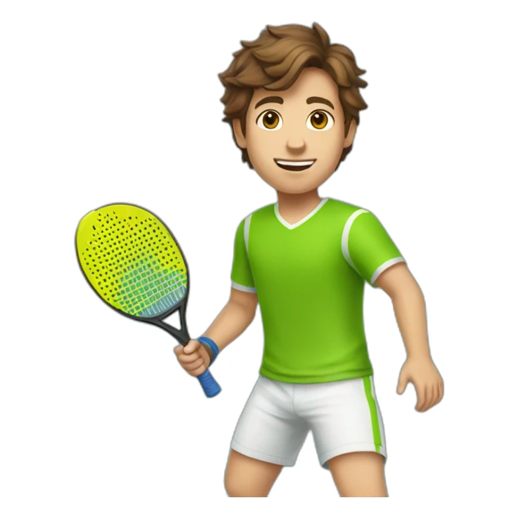 Young guy with brown hair playing pickleball full body sticker