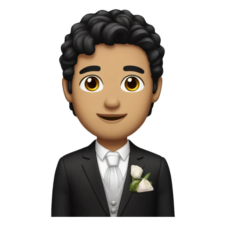 groom with light skin, black hair and hazel eyes sticker