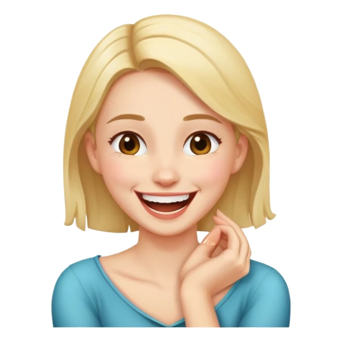 girl hand crossed over her neck while laughing  sticker