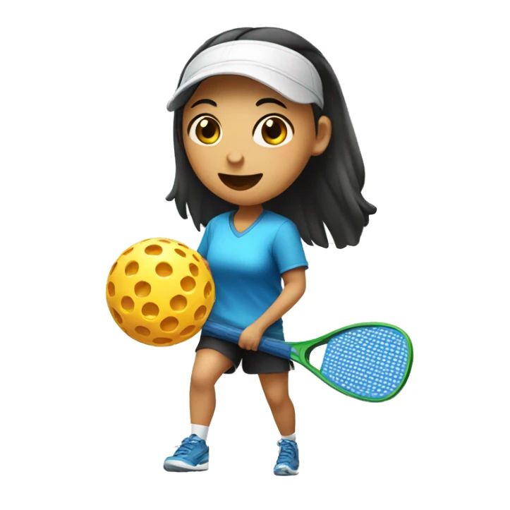 Asian girl is playing pickleball sticker