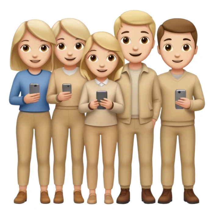 4 white girls and 2 white boys in beige clothes sticker