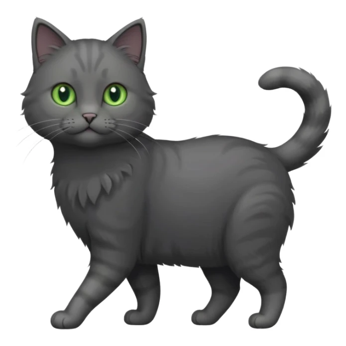 full body gorgeous solid dark grey cat with green eyes, white paws and white whiskers walking sticker