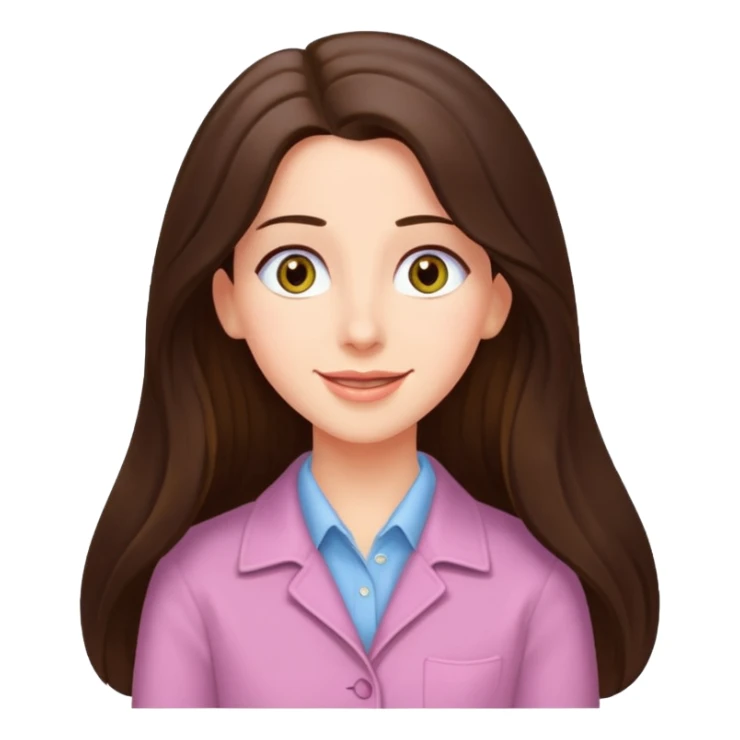 happy long haired brunette girl hazel eyes in light pink watching seinfeld sticker