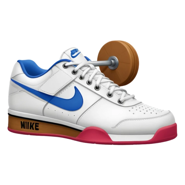 nike white low top tennis shoe weight lifting gum bottom sticker