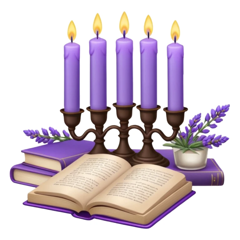 Gorgeous beautiful aesthetic decorative Lavender flowers and candles and book  sticker