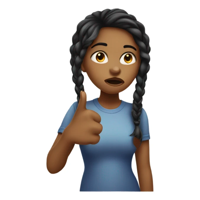  girl with pouting lips and finger pointing to mouth sticker