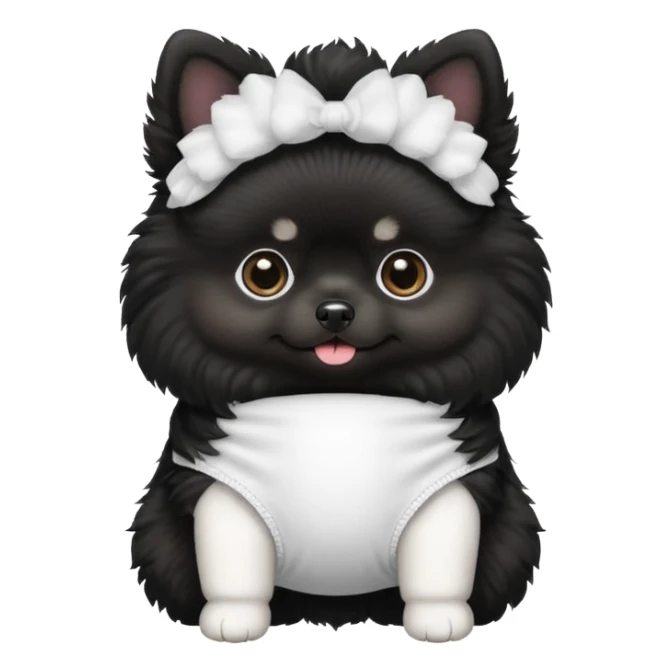black pomeranian with white diaper sticker