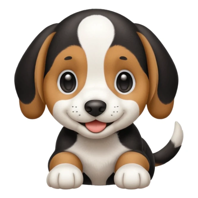 Black and white beagle puppy, smiling, smooth coat sticker