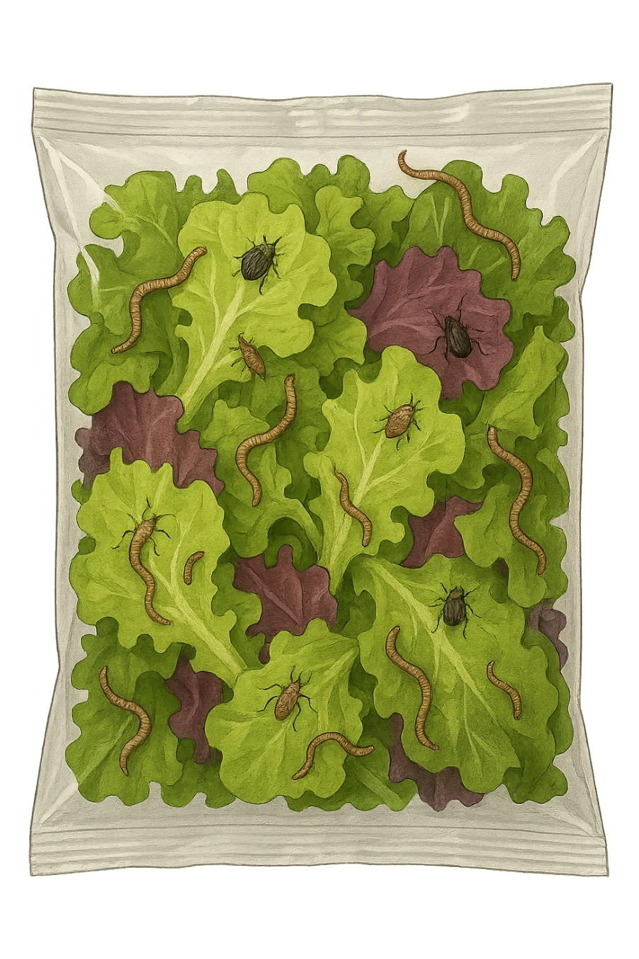 Insalata in busta ricca di parassiti sticker