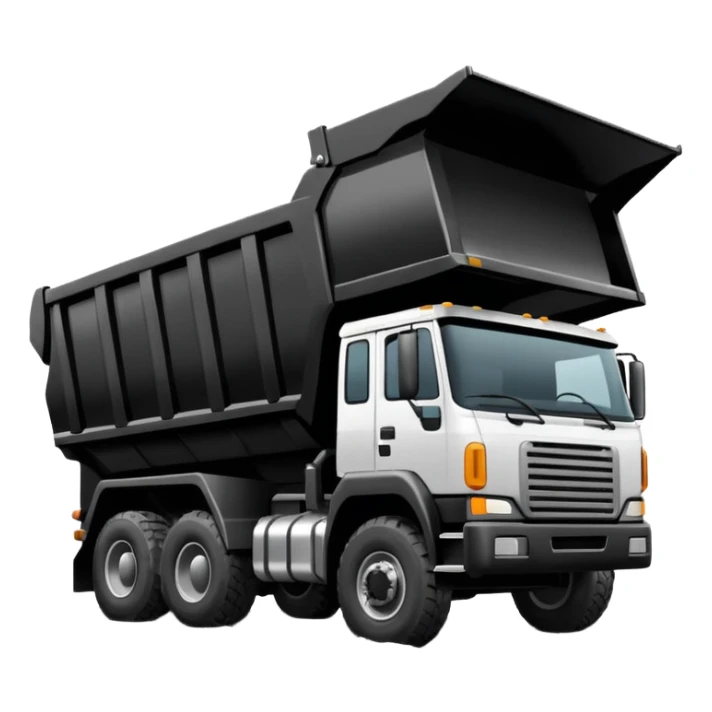 Camión volquete en 2d, en blanco y negro y descargando la carga sticker