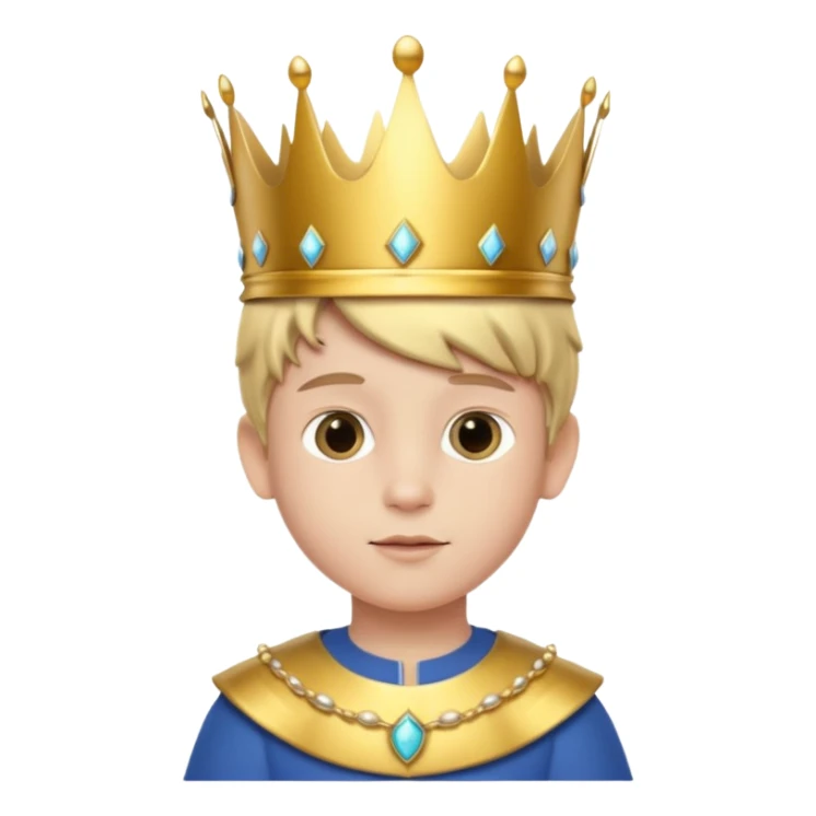Royal Kid with fancy crown head 3d with sticker