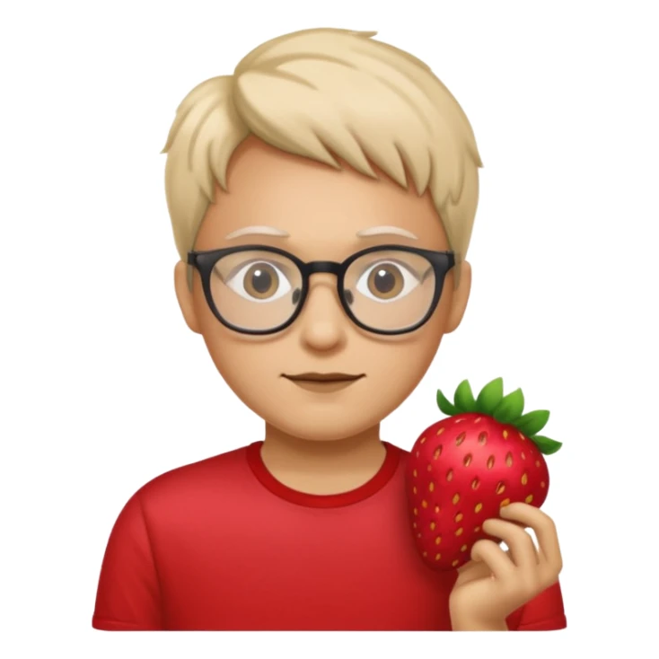 gözlüklü çilek tişörtlü insan sticker