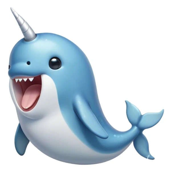 Cinematic Cute Yawning Narwhal Portrait Emoji, Head tilted slightly with a dramatic, wide-open yawn, showcasing a sleek, graceful form and a subtly curved tusk, sleepy eyes half-closed in drowsy contentment, Simplified yet irresistibly adorable features, highly detailed, glowing with a soft, cozy oceanic glow, high shine, relaxed yet expressive, stylized with a touch of whimsical charm, bright and endearing, soft glowing outline, capturing the essence of a drowsy yet affectionate sea guardian that seems ready to drift out of the screen for a nap! sticker