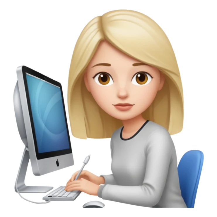 Girl working with iMac sticker