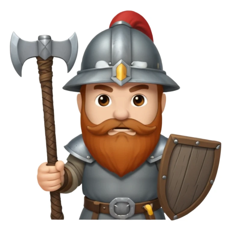 gimli the dwarf, brown beard, gray metal helmet, battle axe, no shield sticker