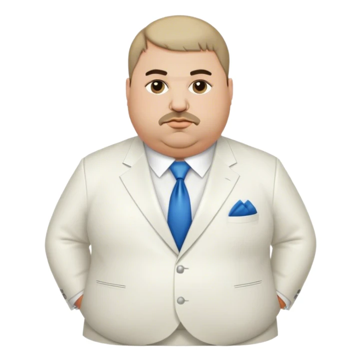 Fat Armenian oligarch with bowlcut wearing white suit sticker