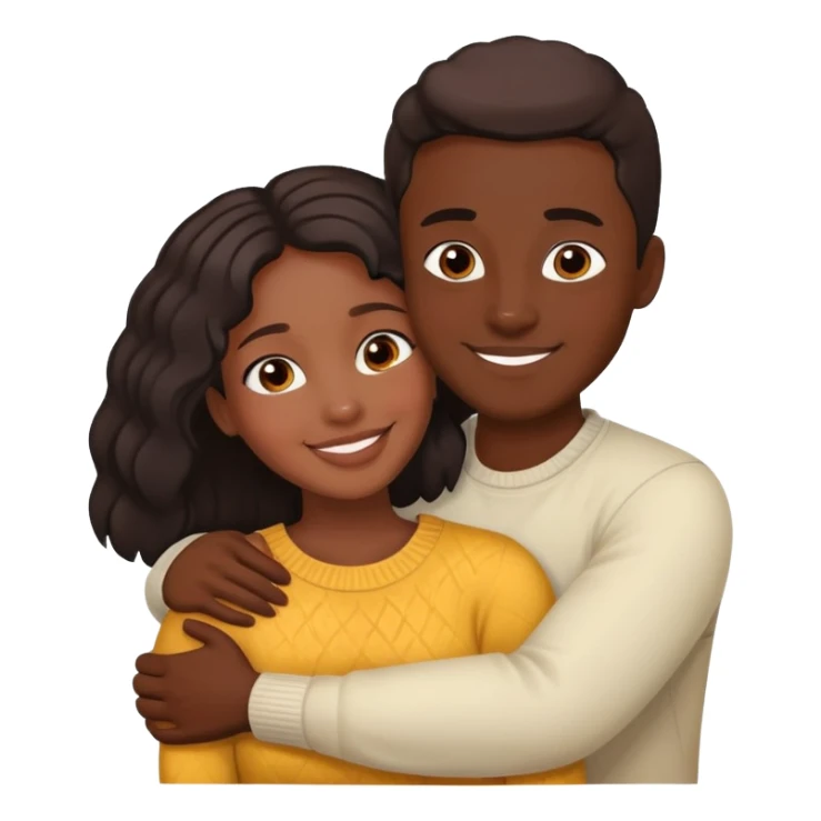 Dark skin woman hugging light skin man sticker