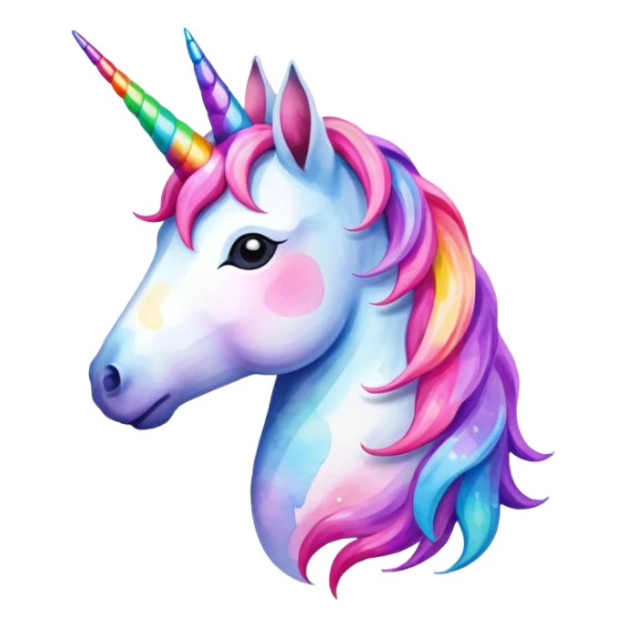 Realistic, unicorn watercolor, tiktok logo sticker