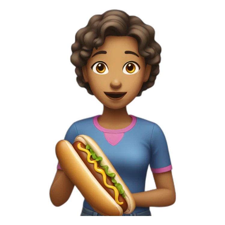 girl with hot dog in mouth sticker