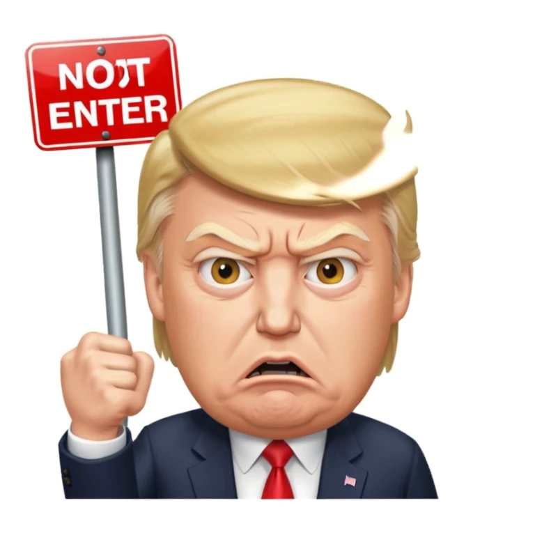 Angry Donald Trump with a do not enter sign over him sticker