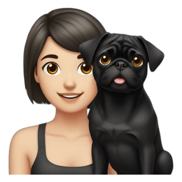 girl and black pug sticker