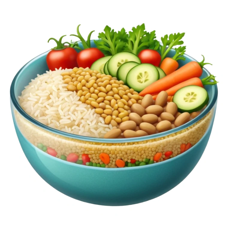 Quinoa Bean glass bowl with rice and vegtables sticker
