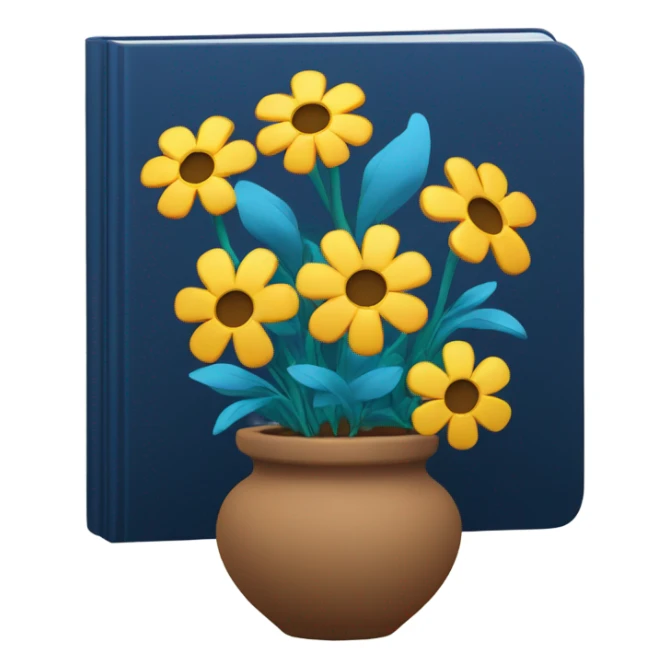 pot flowers with a dark azure book sticker