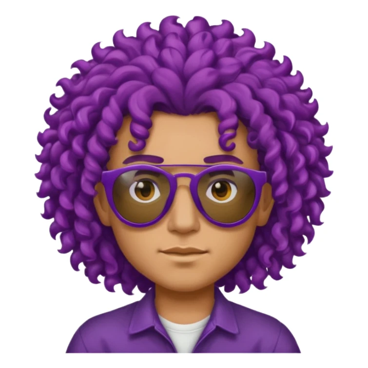 purple haired, curly big haired mexican boy with sunglassess sticker