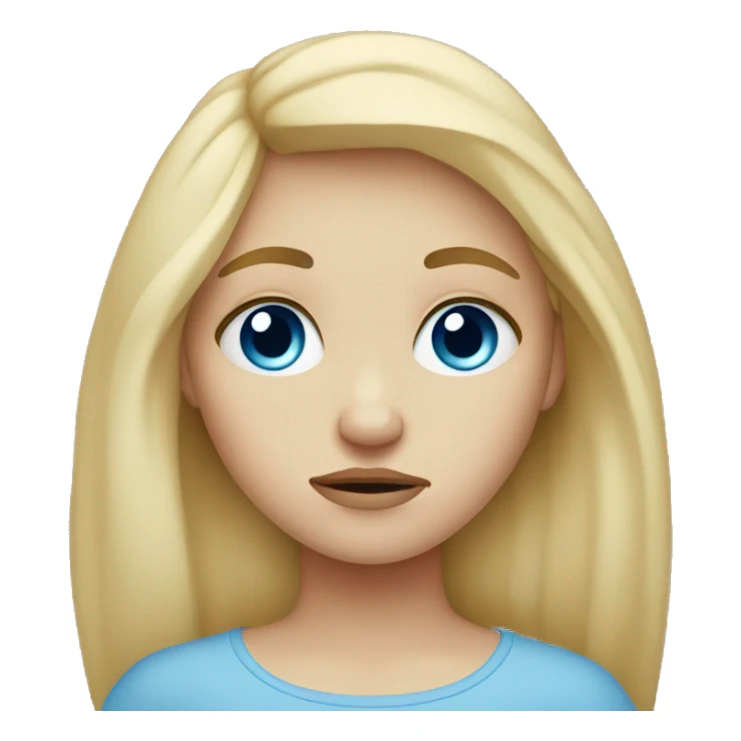 sad blonde girl with blue eyes sticker