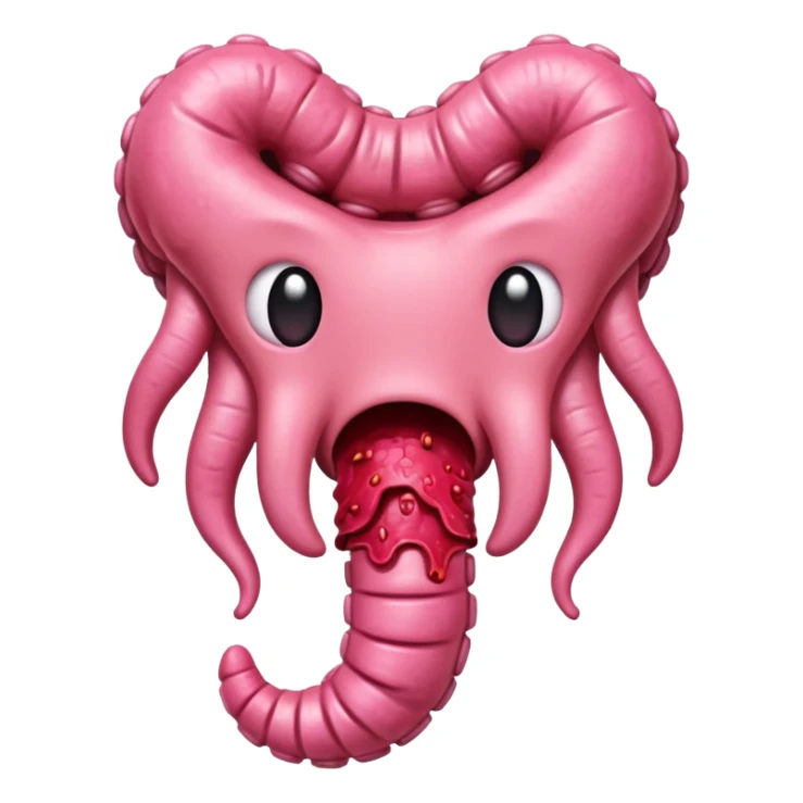 an emoji style image of a bleeding intestine sticker