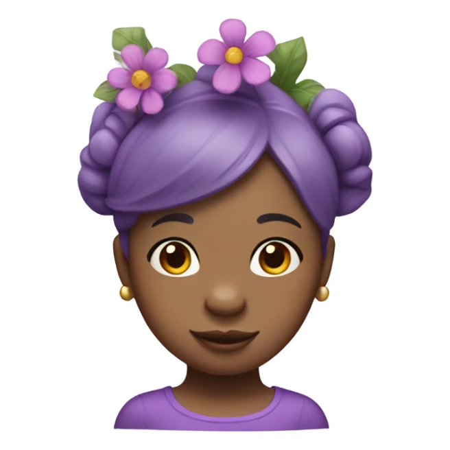 purple hippo girl with a flower on her head sticker