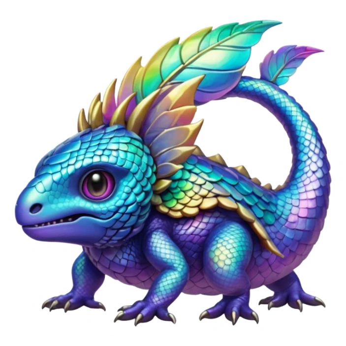 Epic scaley scaled iridescent complex detailed realistic aesthetic-scenic-Fakémon-Trico-Sergal-Serval-Vernid-creature sticker
