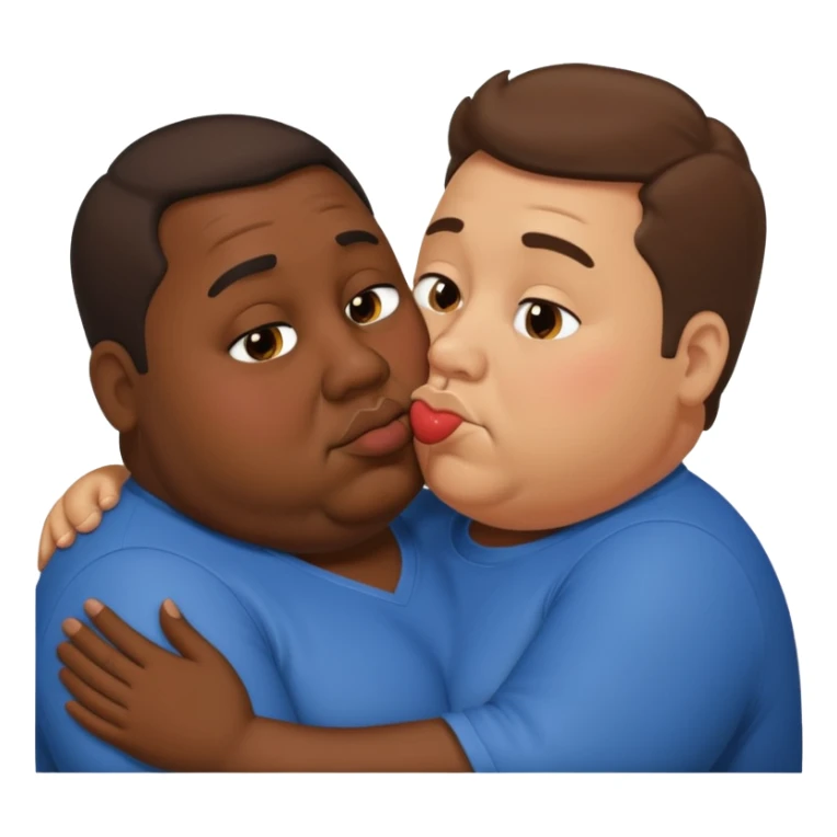 Obese brown man kissing man sticker