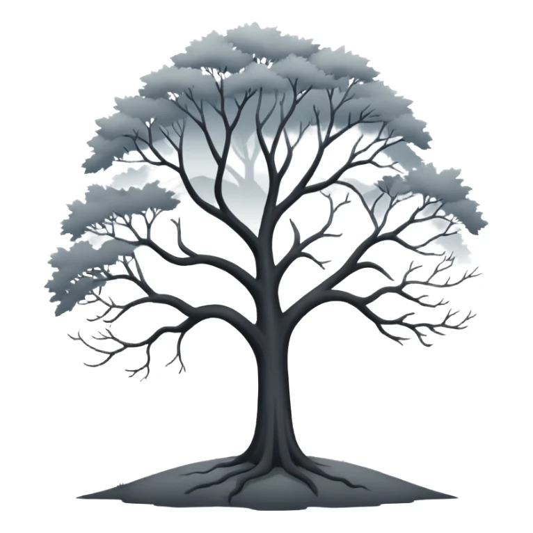 A foggy landscape with a tree sticker