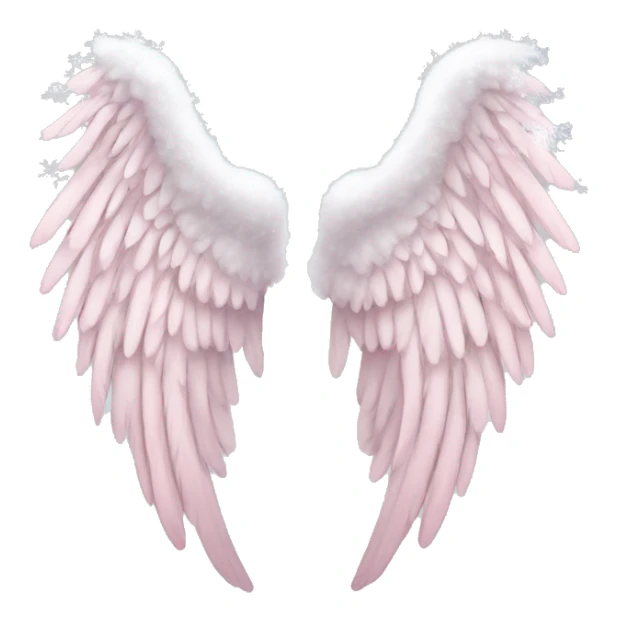 pale pink angel wings with snow on them sticker
