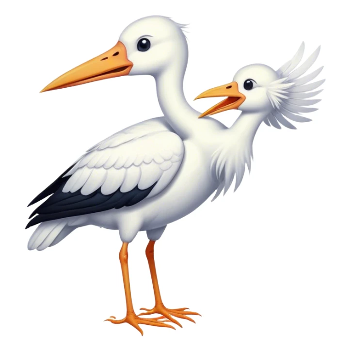 stork with a human baby in the mouth sticker