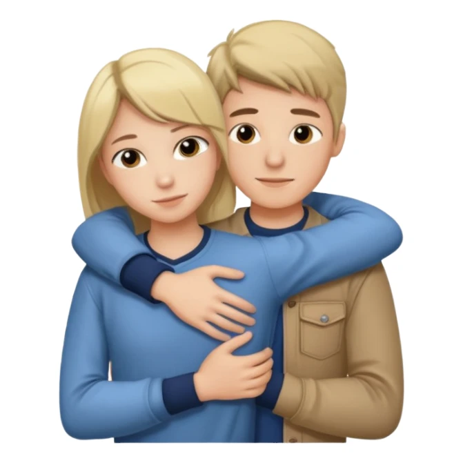 Couple hugging each other but the boy has mustang sticker