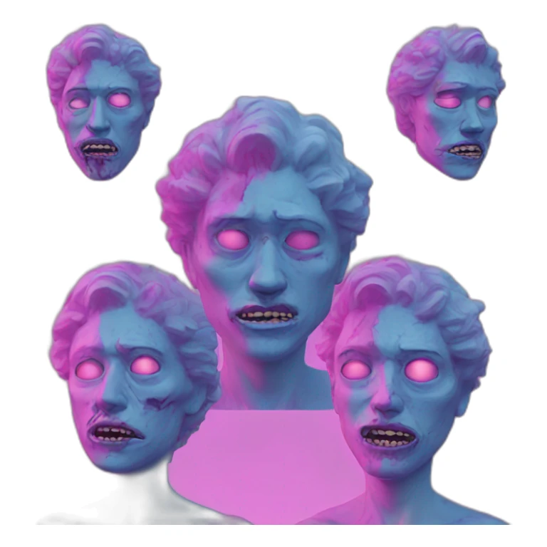 Vaporwave person, half person face half zombie face sticker