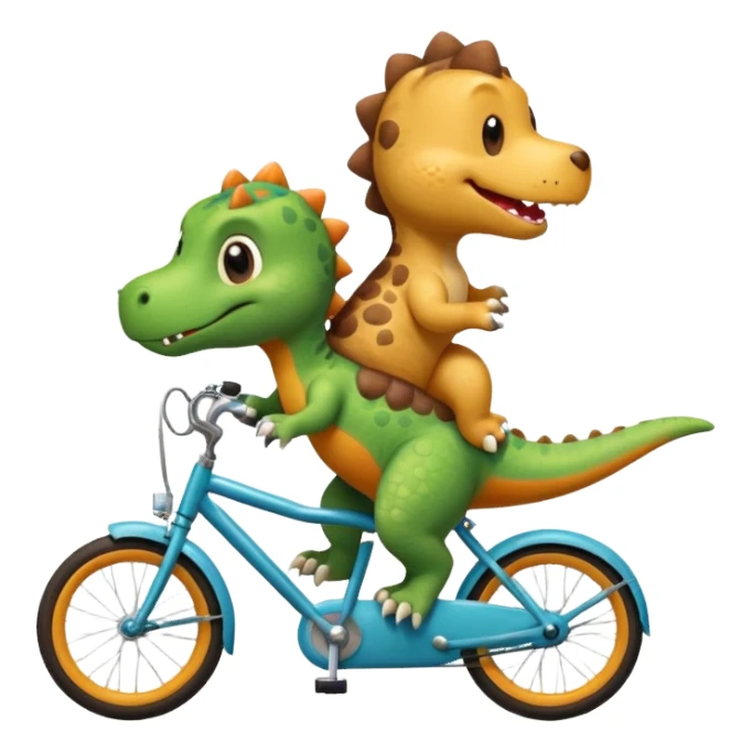 Baby dinosaur and  puppy riding a retro bike  sticker