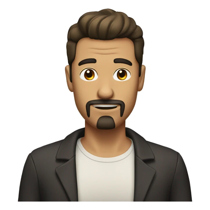 Tan man with goatee and dark hair with a comb over sticker