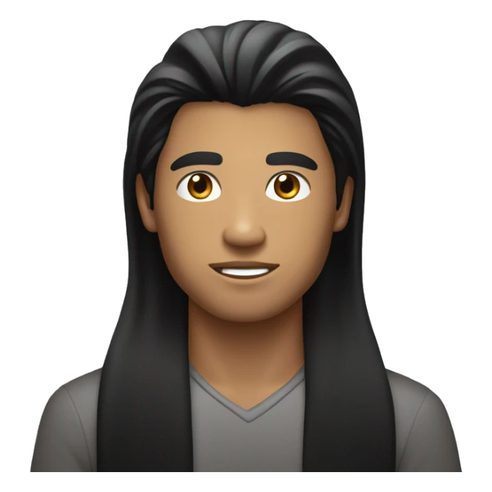 phillipino bronzed young man with long long straight black hair model sticker