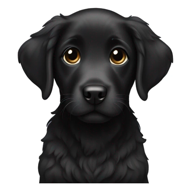 Black labrador puppy with a long curly fur sticker