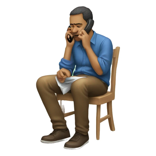 The person is bored and sitting on the phone sticker