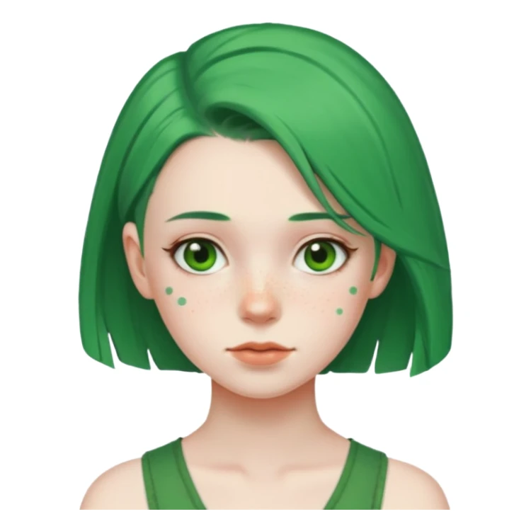 girl with side of head shaved green hair sticker