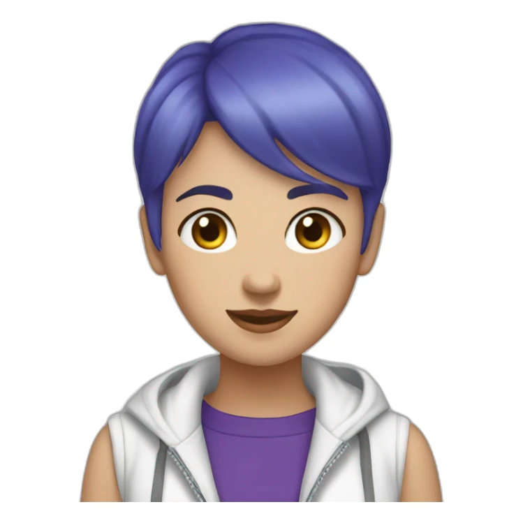 Blue purple short hair jacket white girl sticker