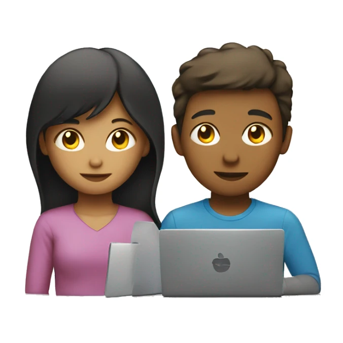 Girl and boy laptop with light above head sticker